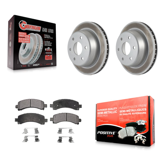 [Arrière] Kit de disque (revêtu) et plaquette (semi-métallique) de frein pour Chevrolet Tahoe GMC Suburban 1500 Yukon Avalanche XL Express Cadillac Escalade Savana KGF-101201