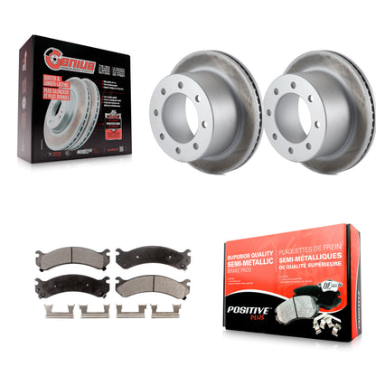 [Arrière] Kit de disque (revêtu) et plaquette (semi-métallique) de frein pour Chevrolet Silverado 3500 HD GMC Sierra Classic KGF-101202