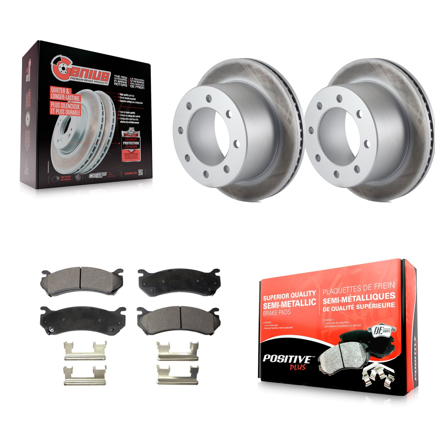 [Arrière] Kit de disque (revêtu) et plaquette (semi-métallique) de frein pour 2007 GMC Sierra 3500 Classic avec 12000 Lb GVW KGF-101203