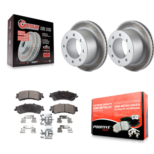 [Arrière] Kit de disque (revêtu) et plaquette (semi-métallique) de frein pour 2001 Chevrolet Silverado 3500 GMC Sierra KGF-101204