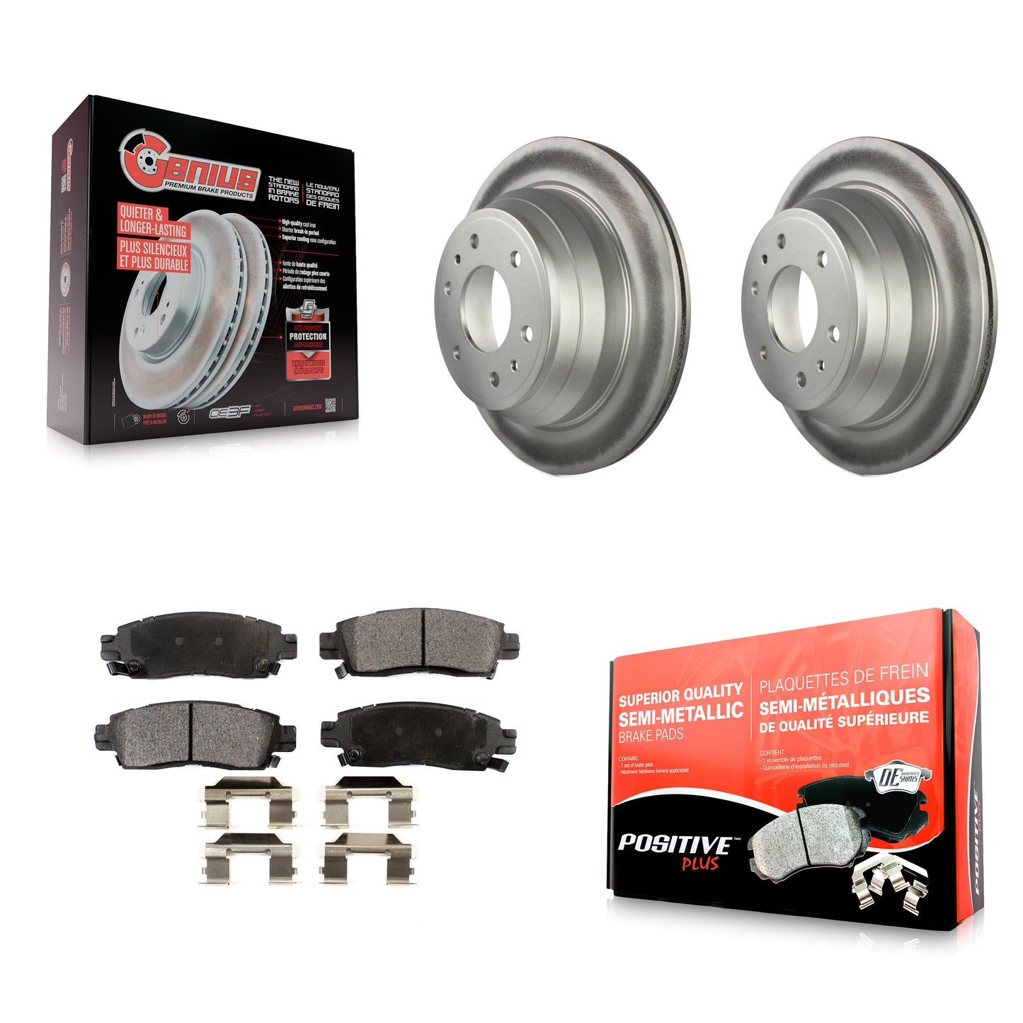 [Arrière] Kit de disque (revêtu) et plaquette (semi-métallique) de frein pour Chevrolet Trailblazer GMC Envoy EXT XL Buick Rainier Oldsmobile Bravada XUV SSR Isuzu Ascender Saab 9-7x KGF-101207