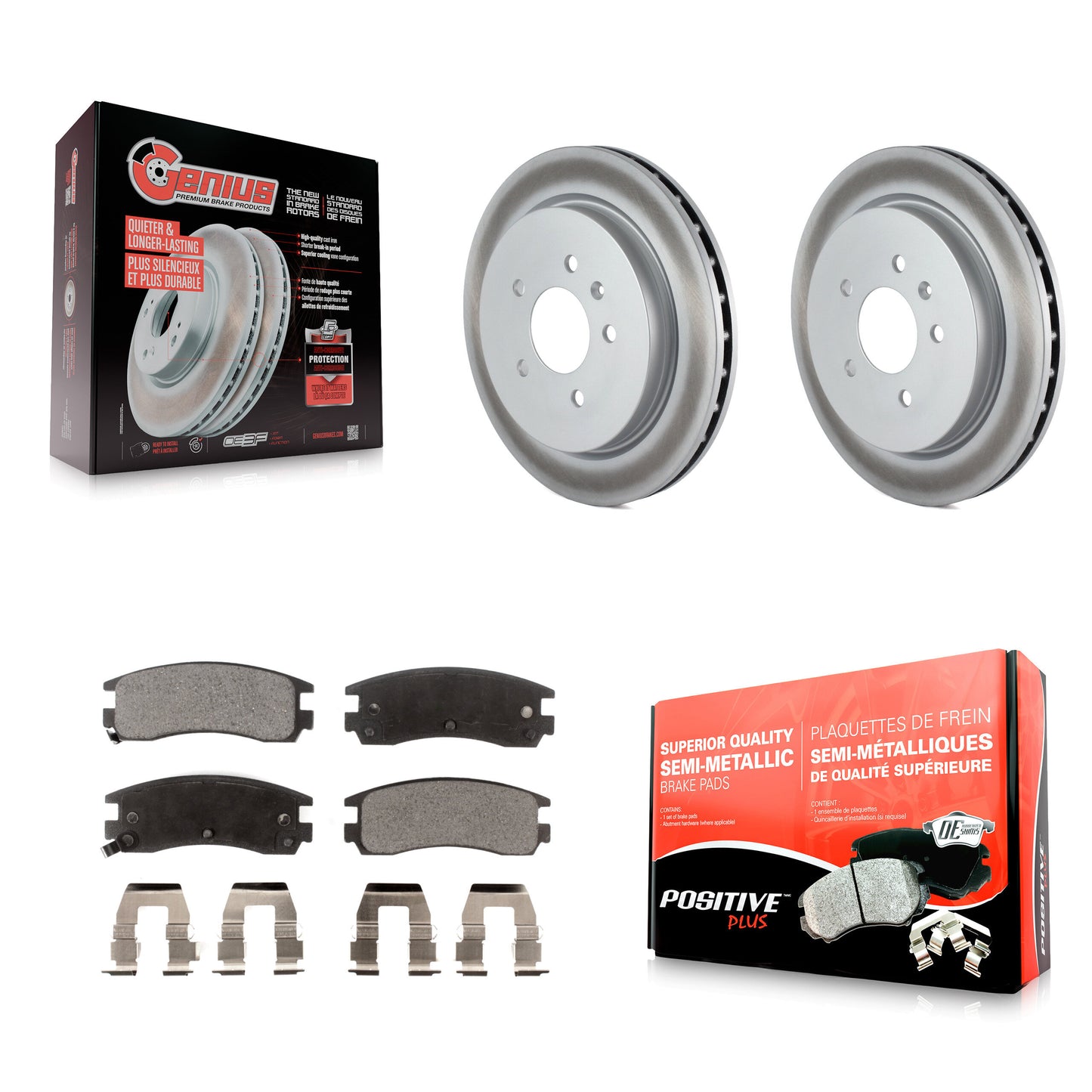 [Arrière] Kit de disque (revêtu) et plaquette (semi-métallique) de frein pour 2003-2004 Cadillac Seville avec Vented Rotor KGF-101209