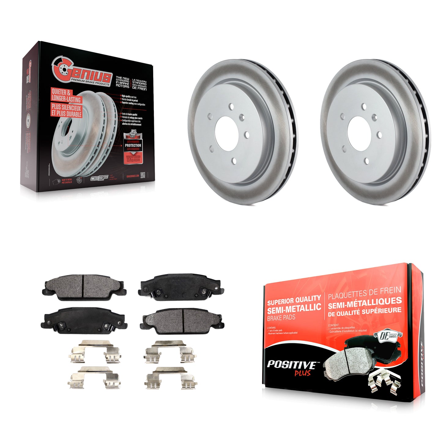[Arrière] Kit de disque (revêtu) et plaquette (semi-métallique) de frein pour Cadillac CTS STS KGF-101210