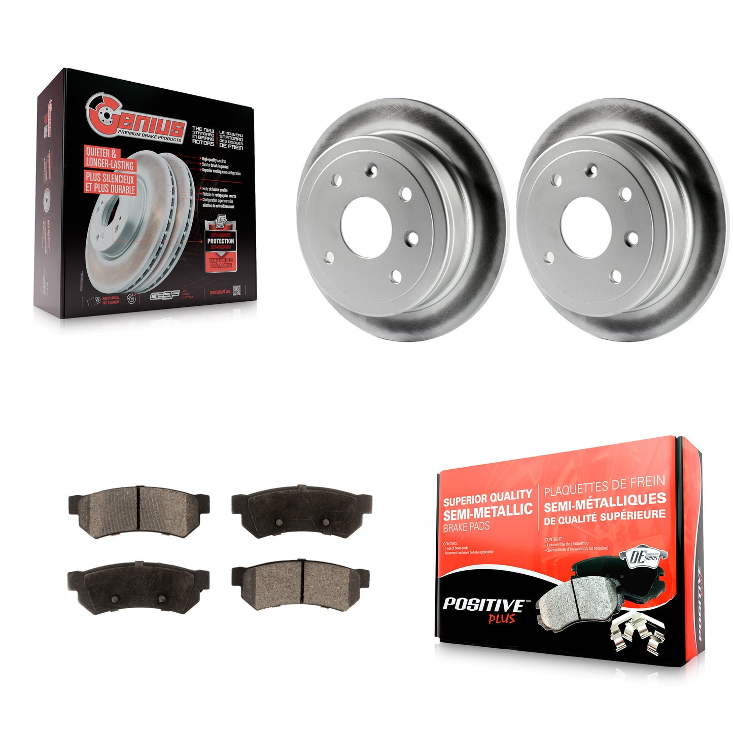 [Arrière] Kit de disque (revêtu) et plaquette (semi-métallique) de frein pour Suzuki Forenza Reno Chevrolet Optra KGF-101221