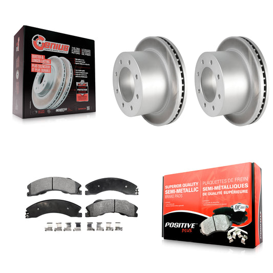 [Arrière] Kit de disque (revêtu) et plaquette (semi-métallique) de frein pour 2011-2019 Chevrolet Silverado 3500 HD GMC Sierra avec Dual Wheels KGF-101243
