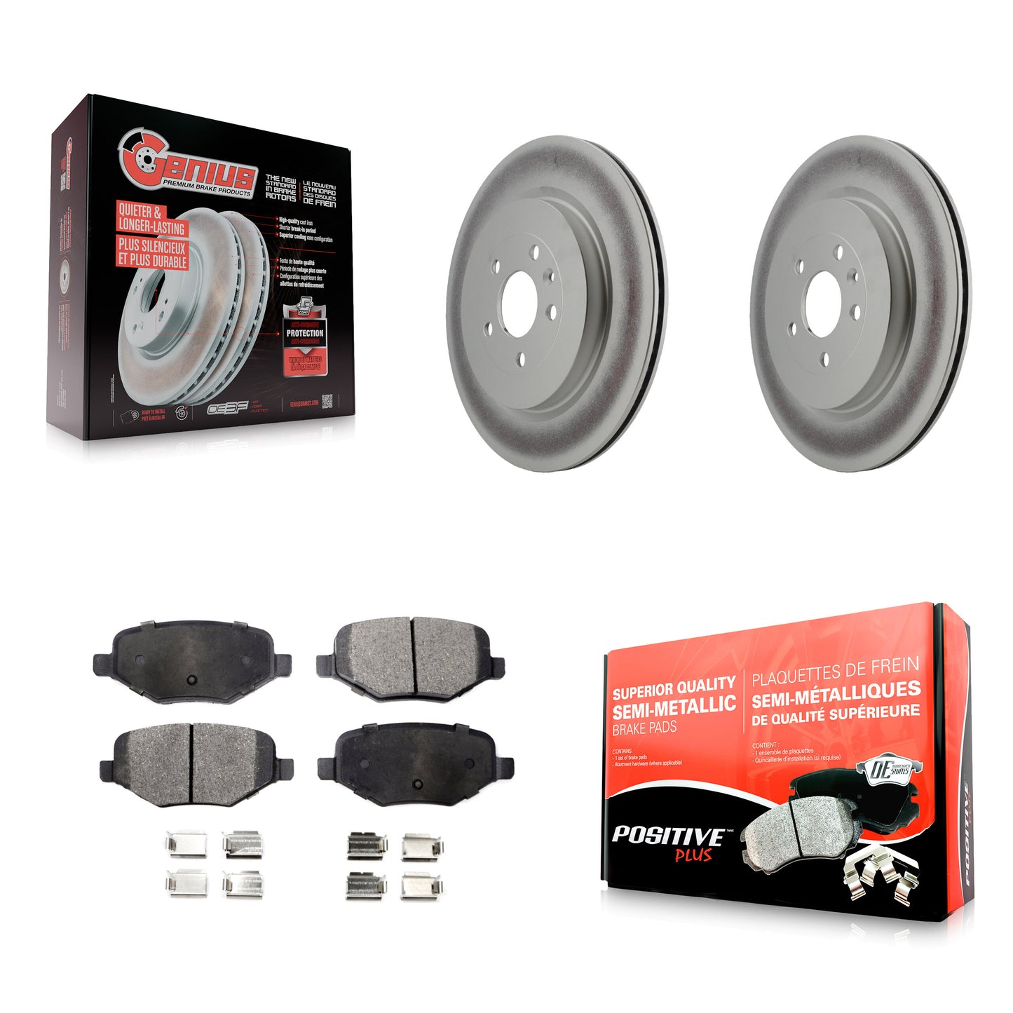 [Arrière] Kit de disque (revêtu) et plaquette (semi-métallique) de frein pour Ford Explorer Police Interceptor Utility Lincoln MKS Flex Taurus MKT KGF-101286