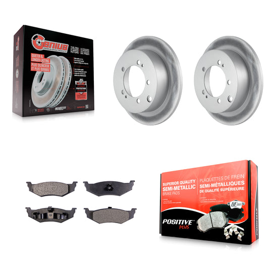 [Arrière] Kit de disque (revêtu) et plaquette (semi-métallique) de frein pour 2000 Dodge Stratus avec 14" Factory Wheels KGF-101299