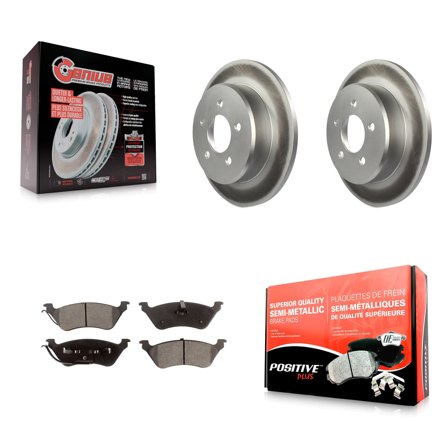 [Arrière] Kit de disque (revêtu) et plaquette (semi-métallique) de frein pour Dodge Grand Caravan Chrysler Town & Country Voyager KGF-101300