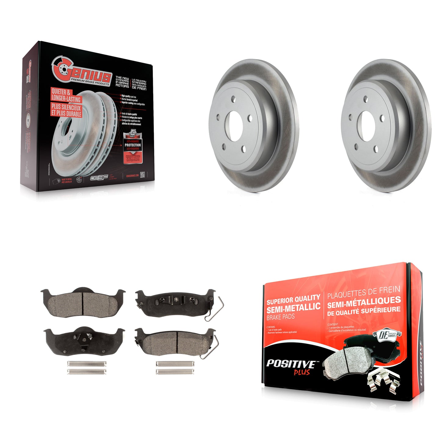 [Arrière] Kit de disque (revêtu) et plaquette (semi-métallique) de frein pour Jeep Grand Cherokee Commander KGF-101310