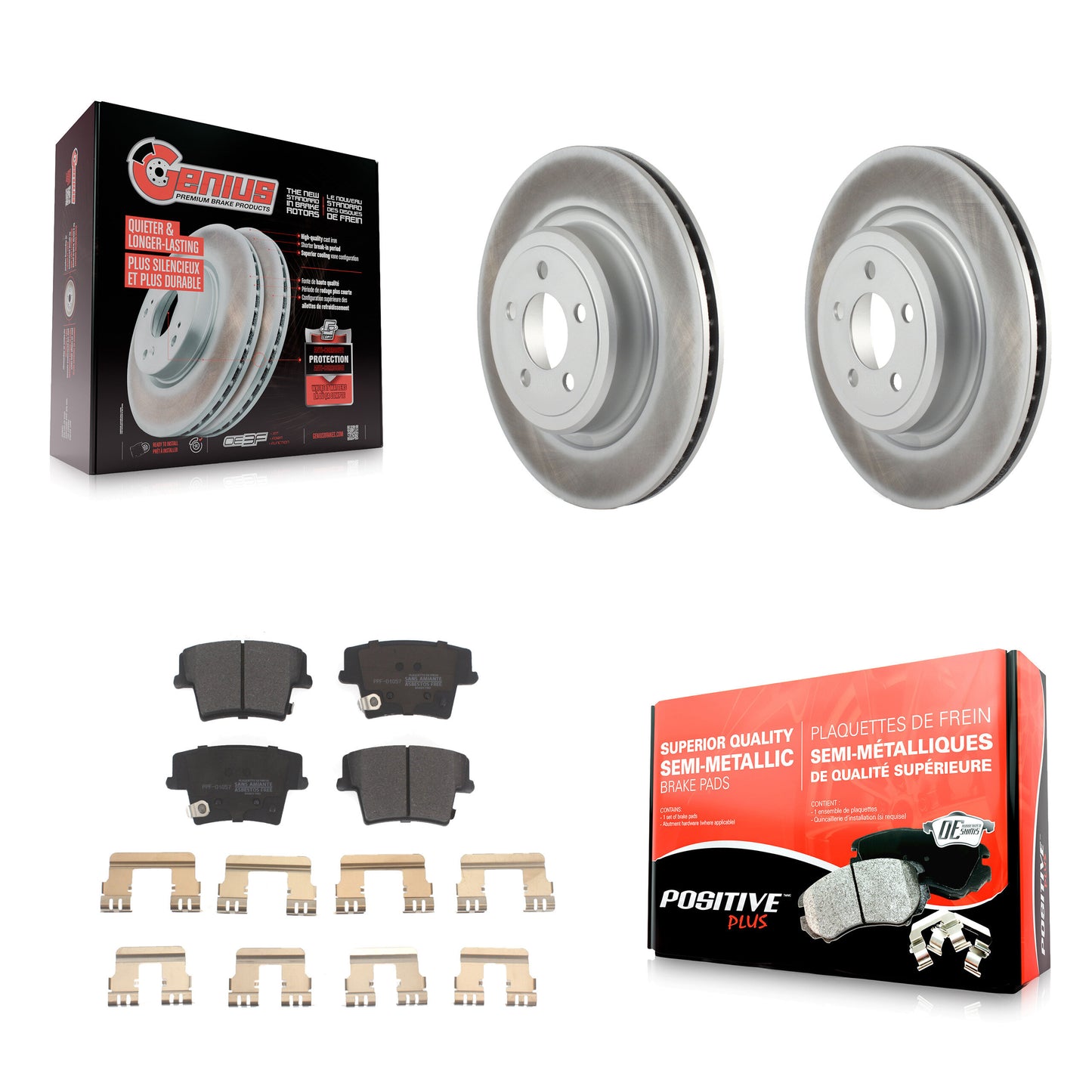 [Arrière] Kit de disque (revêtu) et plaquette (semi-métallique) de frein pour Dodge Charger Magnum KGF-101313
