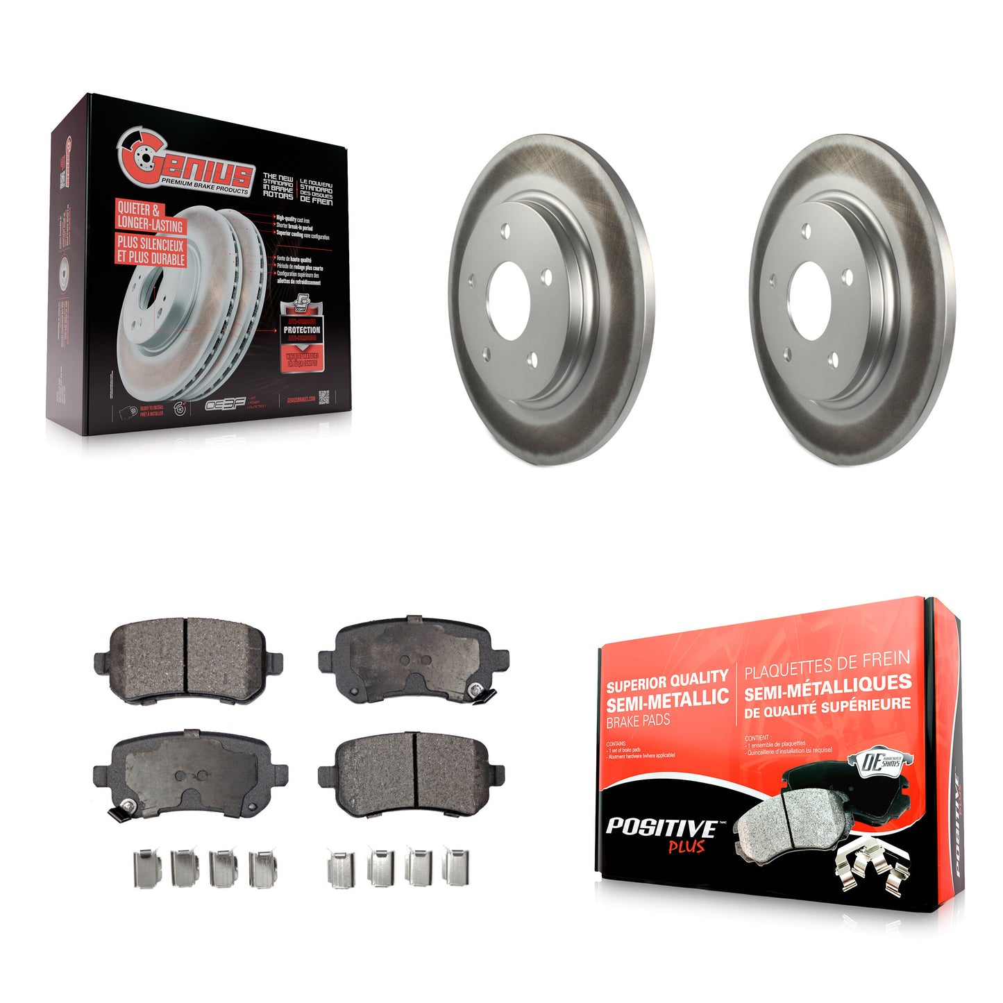 [Arrière] Kit de disque (revêtu) et plaquette (semi-métallique) de frein pour Dodge Grand Caravan Chrysler Town & Country Journey Volkswagen Routan Ram C/V KGF-101323
