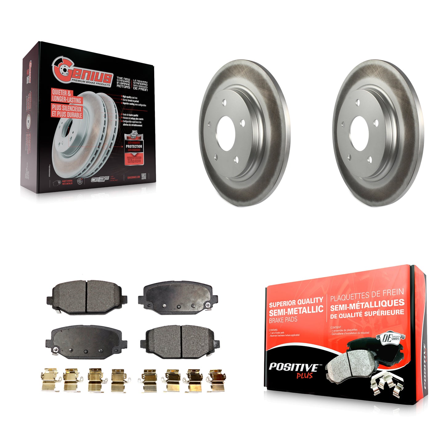 [Arrière] Kit de disque (revêtu) et plaquette (semi-métallique) de frein pour 2017-2018 Dodge Grand Caravan avec Single Piston Front Caliper KGF-101324