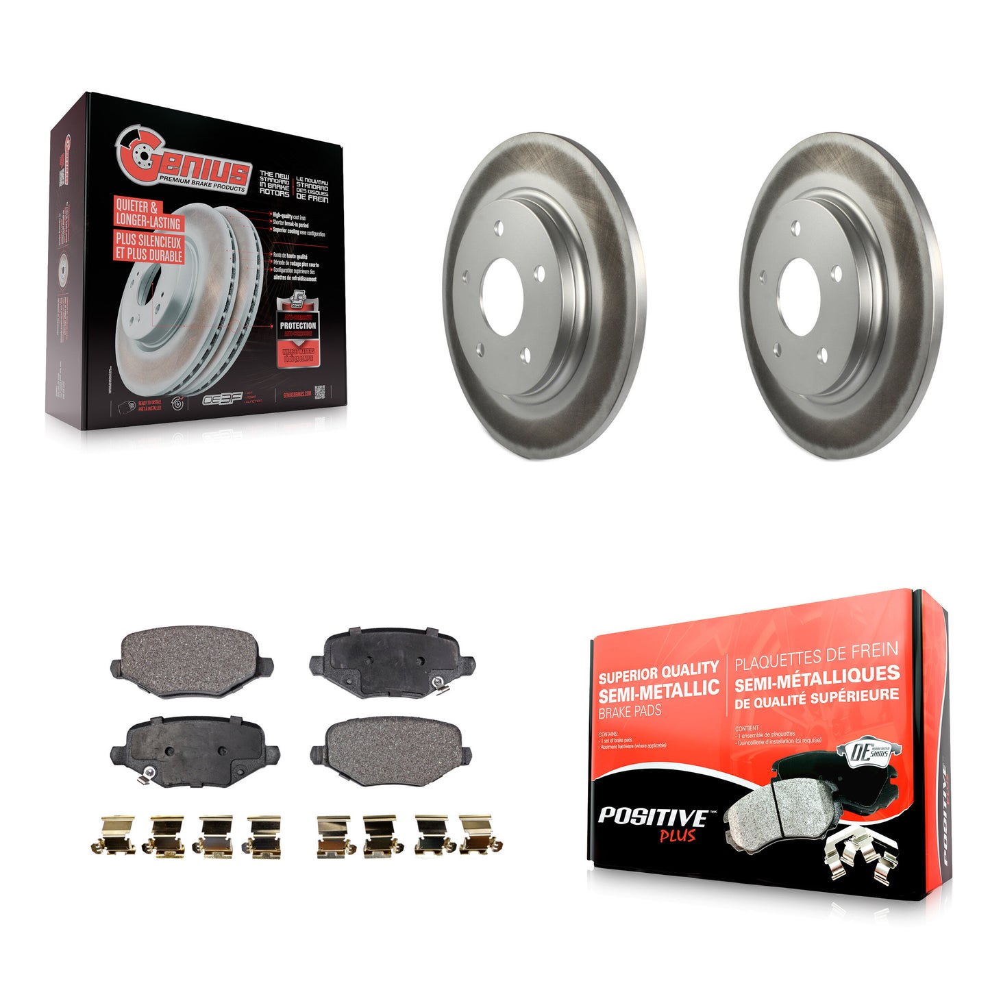 [Arrière] Kit de disque (revêtu) et plaquette (semi-métallique) de frein pour Dodge Grand Caravan Chrysler Town & Country Journey Ram C/V Volkswagen Routan KGF-101325