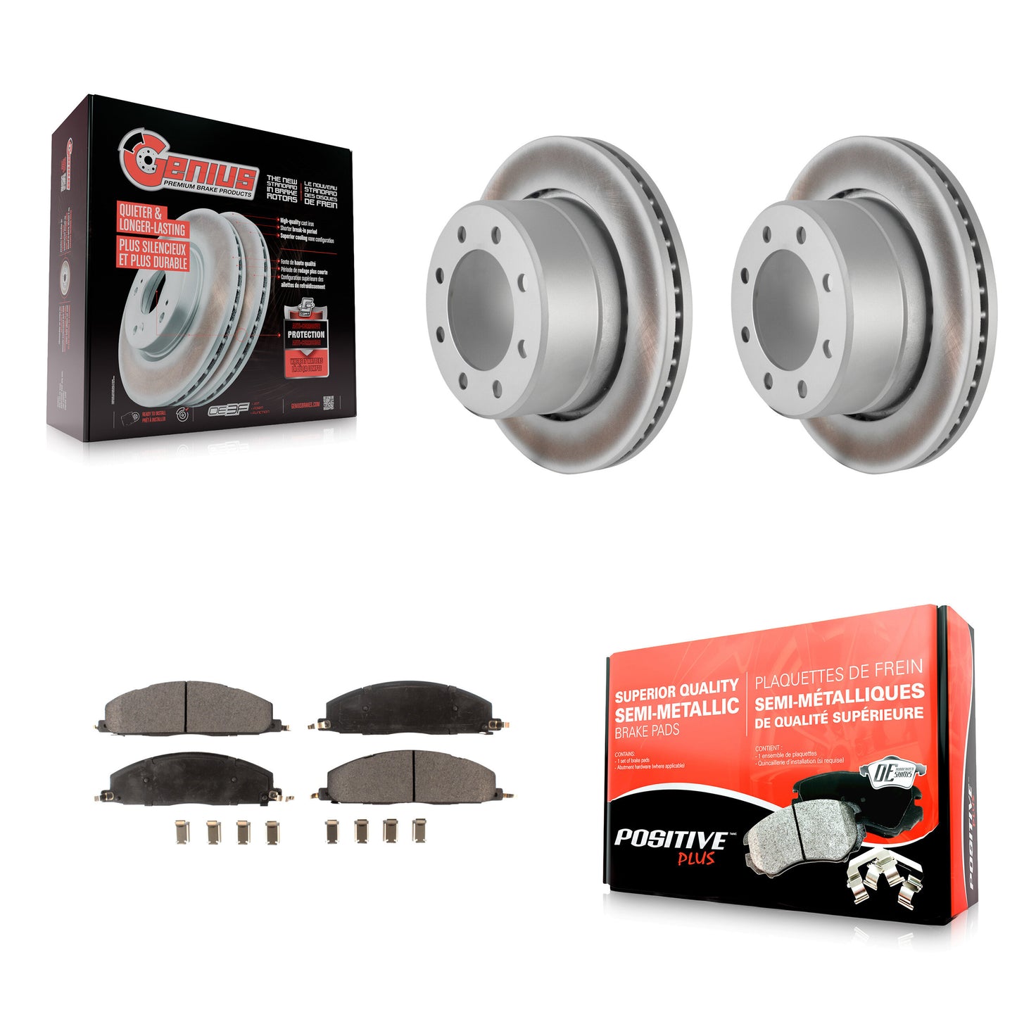 [Arrière] Kit de disque (revêtu) et plaquette (semi-métallique) de frein pour Ram 2500 3500 1500 Dodge KGF-101328