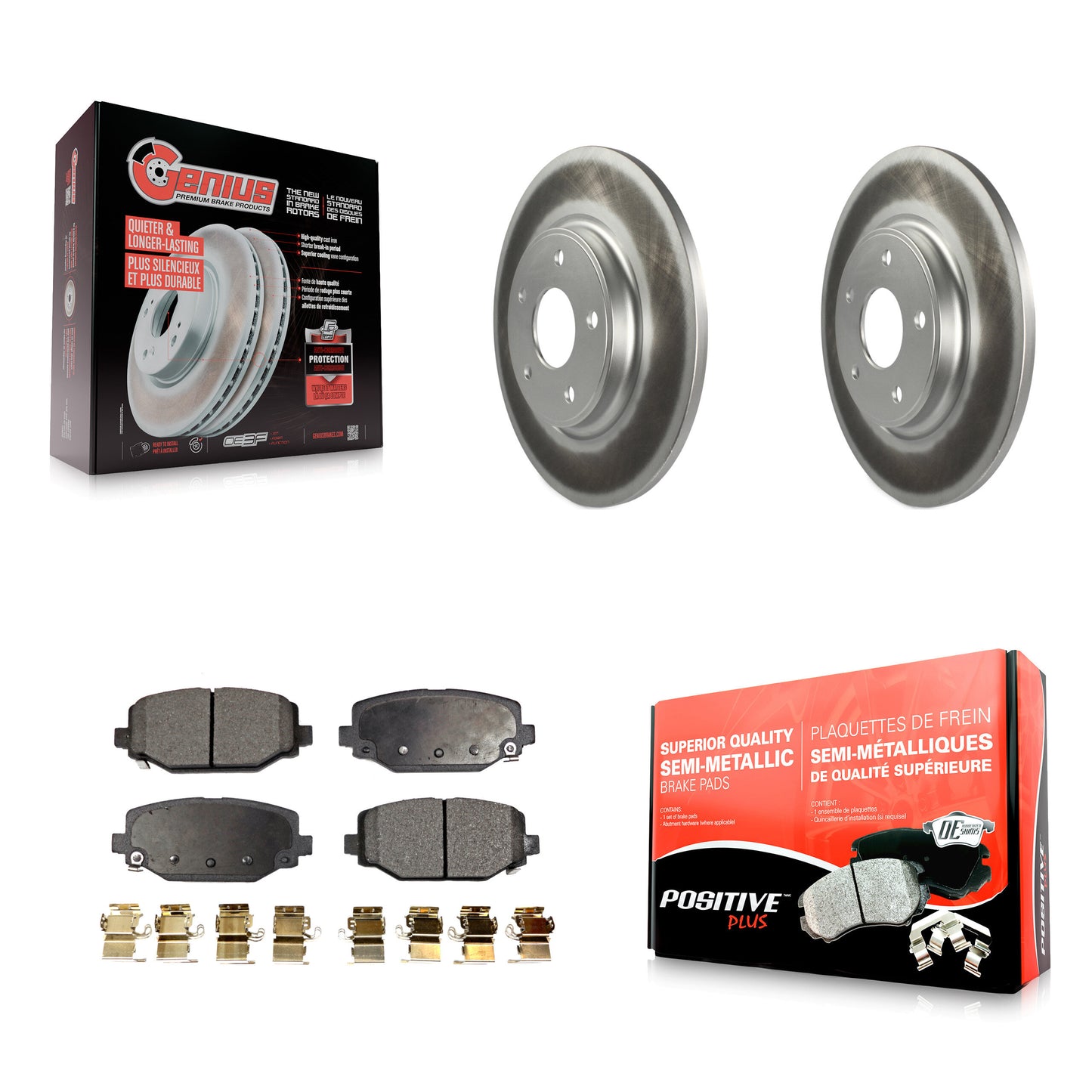 [Arrière] Kit de disque (revêtu) et plaquette (semi-métallique) de frein pour Dodge Grand Caravan Journey Chrysler Town & Country Ram C/V Volkswagen Routan KGF-101331