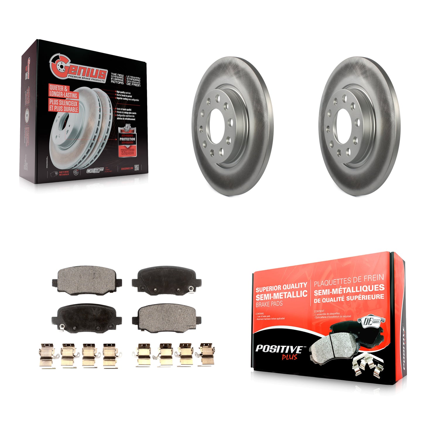 [Arrière] Kit de disque (revêtu) et plaquette (semi-métallique) de frein pour Jeep Cherokee Chrysler 200 KGF-101333