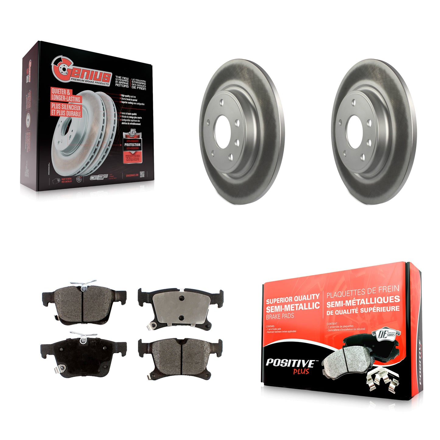 [Arrière] Kit de disque (revêtu) et plaquette (semi-métallique) de frein pour Chrysler Pacifica Voyager Grand Caravan KGF-101335