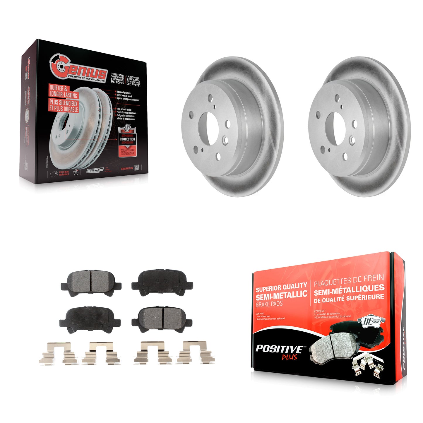 [Arrière] Kit de disque (revêtu) et plaquette (semi-métallique) de frein pour Toyota Camry Solara KGF-101339