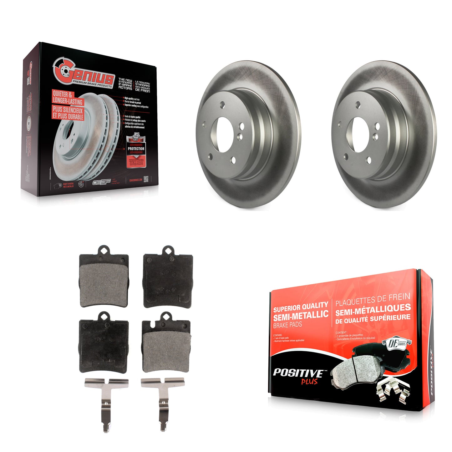 [Arrière] Kit de disque (revêtu) et plaquette (semi-métallique) de frein pour Mercedes-Benz E320 C230 C240 CLK320 CLK350 C320 C280 E430 SLK350 CLK430 C350 SLK300 KGF-101354