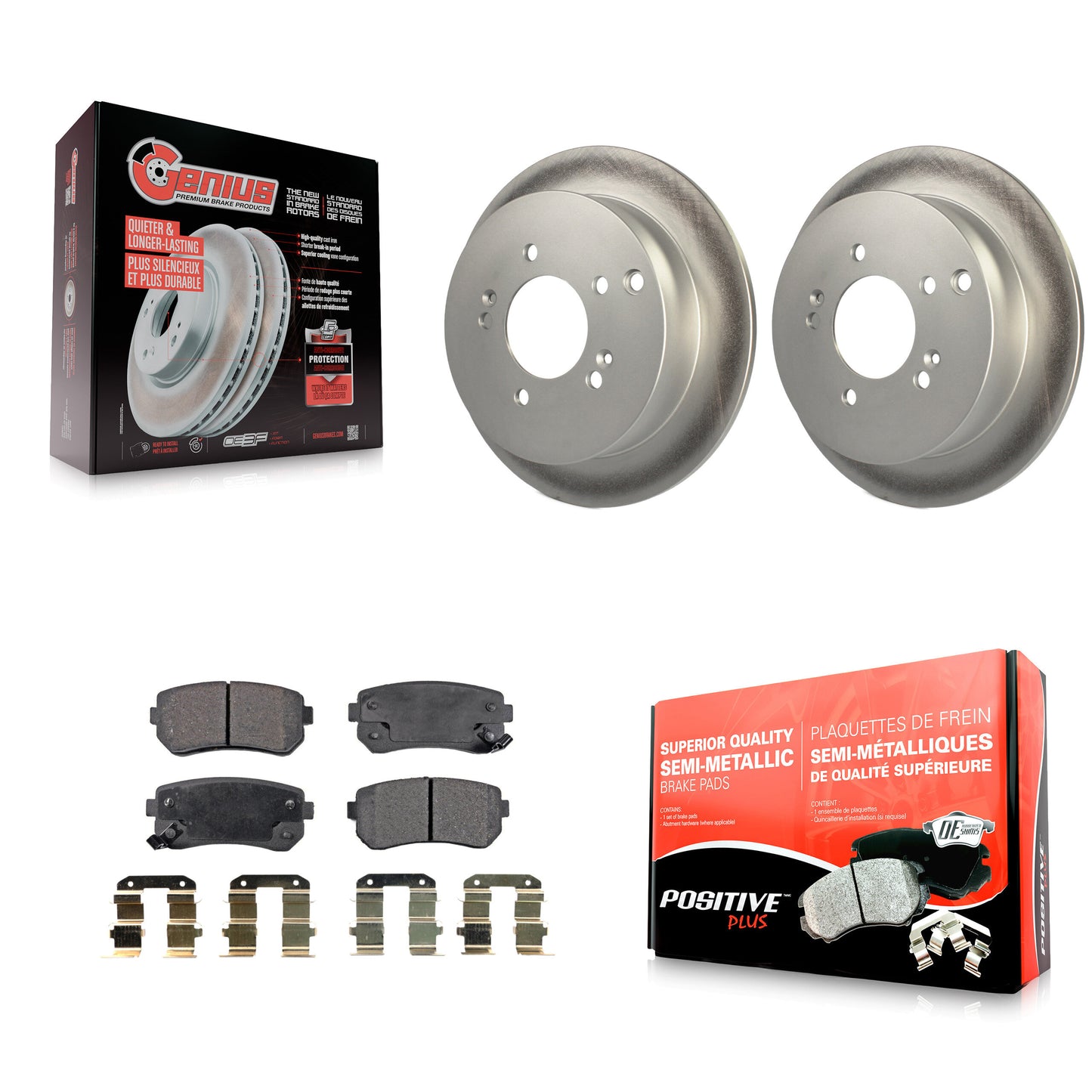 [Arrière] Kit de disque (revêtu) et plaquette (semi-métallique) de frein pour Hyundai Tucson Kia Sportage AWD KGF-101371