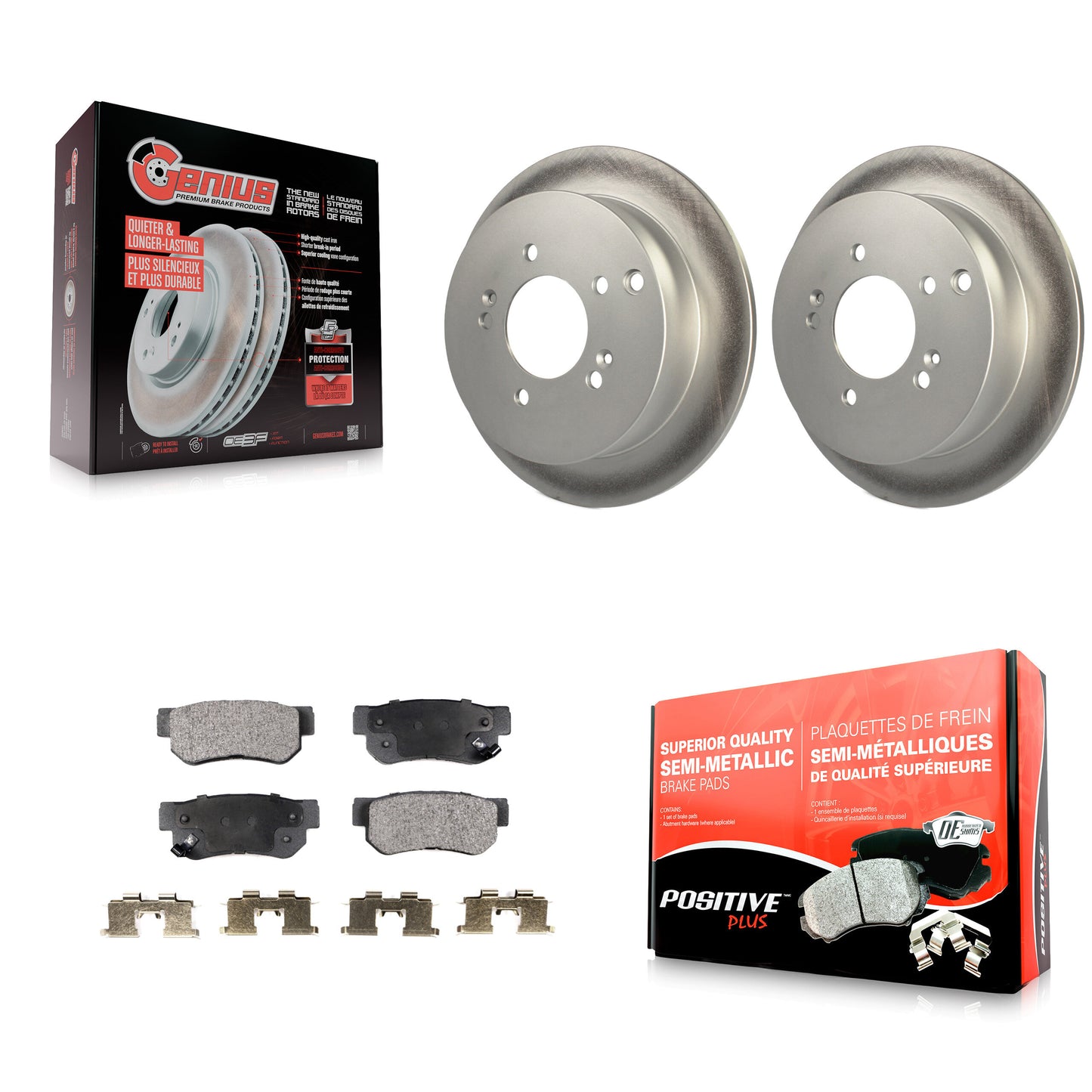 [Arrière] Kit de disque (revêtu) et plaquette (semi-métallique) de frein pour Hyundai Santa Fe Kia Sportage Tucson KGF-101372