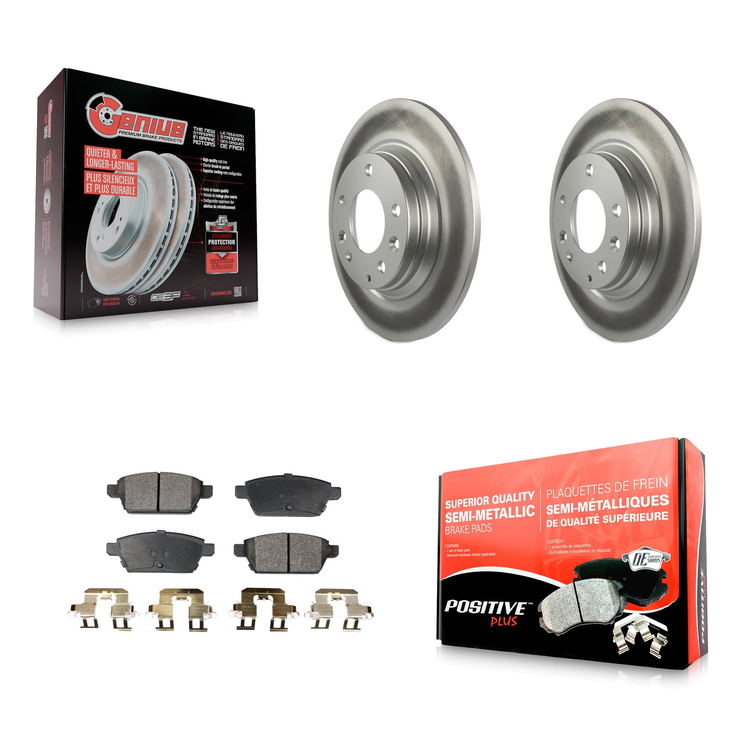 [Arrière] Kit de disque (revêtu) et plaquette (semi-métallique) de frein pour Ford Fusion Mazda 6 Lincoln MKZ Mercury Milan Zephyr KGF-101384
