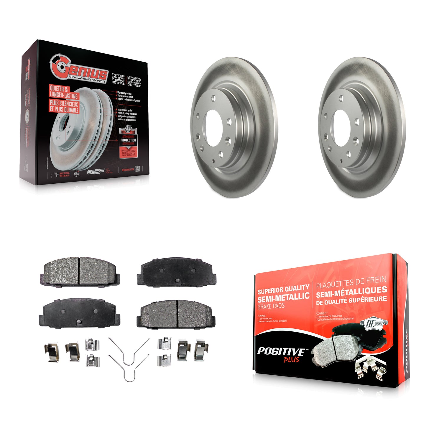 [Arrière] Kit de disque (revêtu) et plaquette (semi-métallique) de frein pour Mazda 6 Protege KGF-101385