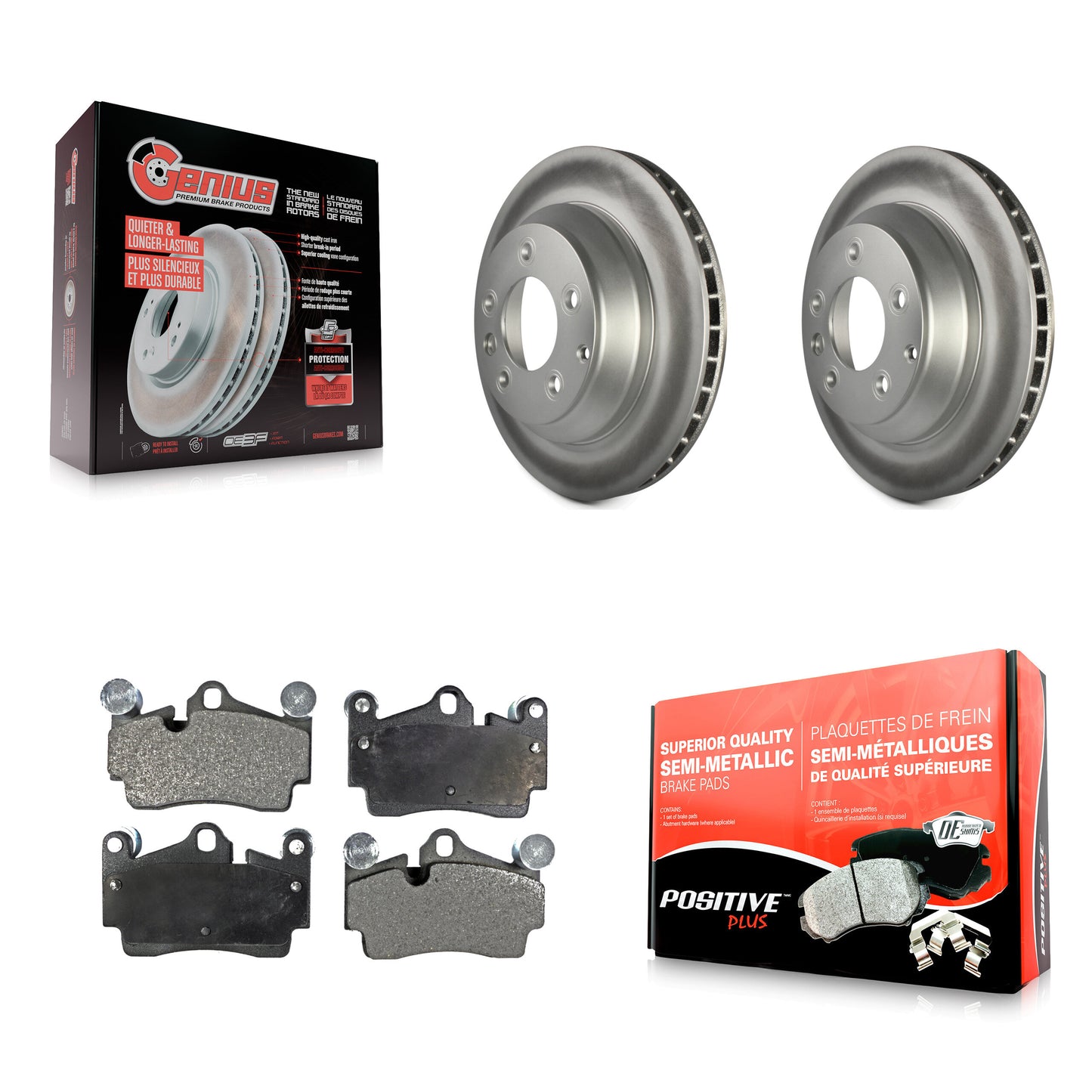 [Arrière] Kit de disque (revêtu) et plaquette (semi-métallique) de frein pour Audi Q7 Porsche Cayenne Volkswagen Touareg KGF-101395