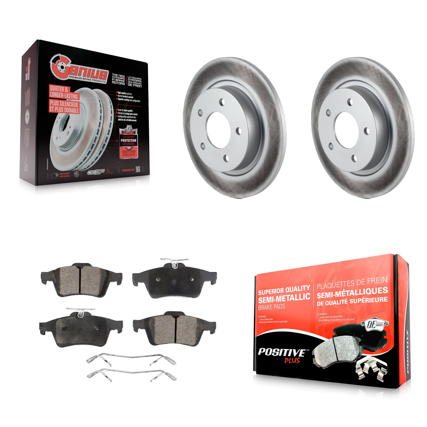 [Arrière] Kit de disque (revêtu) et plaquette (semi-métallique) de frein pour Mazda 3 Sport KGF-101401