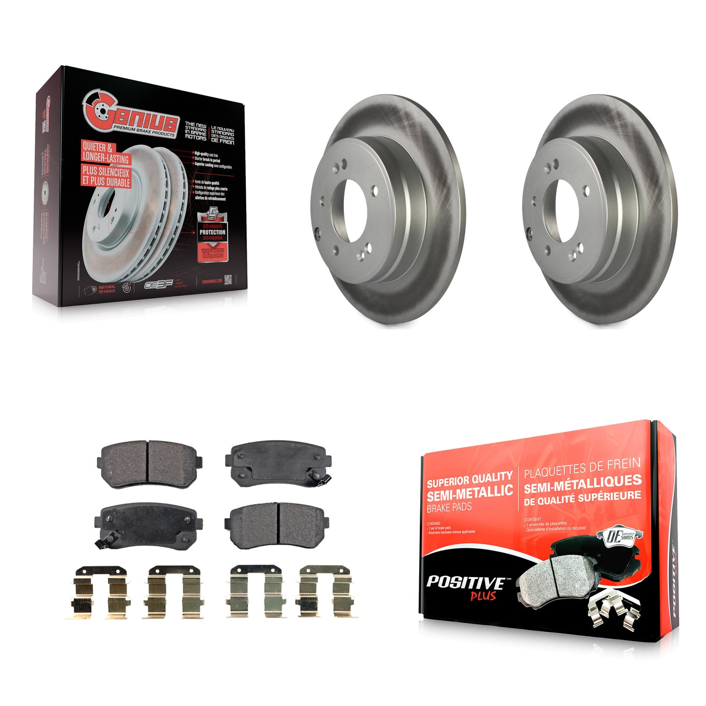 [Arrière] Kit de disque (revêtu) et plaquette (semi-métallique) de frein pour Hyundai Sonata Tucson Kia Cadenza KGF-101428