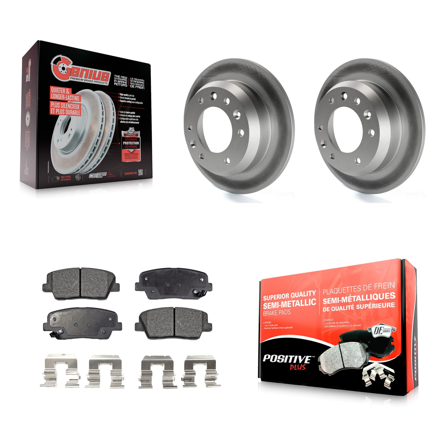 [Arrière] Kit de disque (revêtu) et plaquette (semi-métallique) de frein pour Kia Sedona Hyundai Entourage KGF-101437
