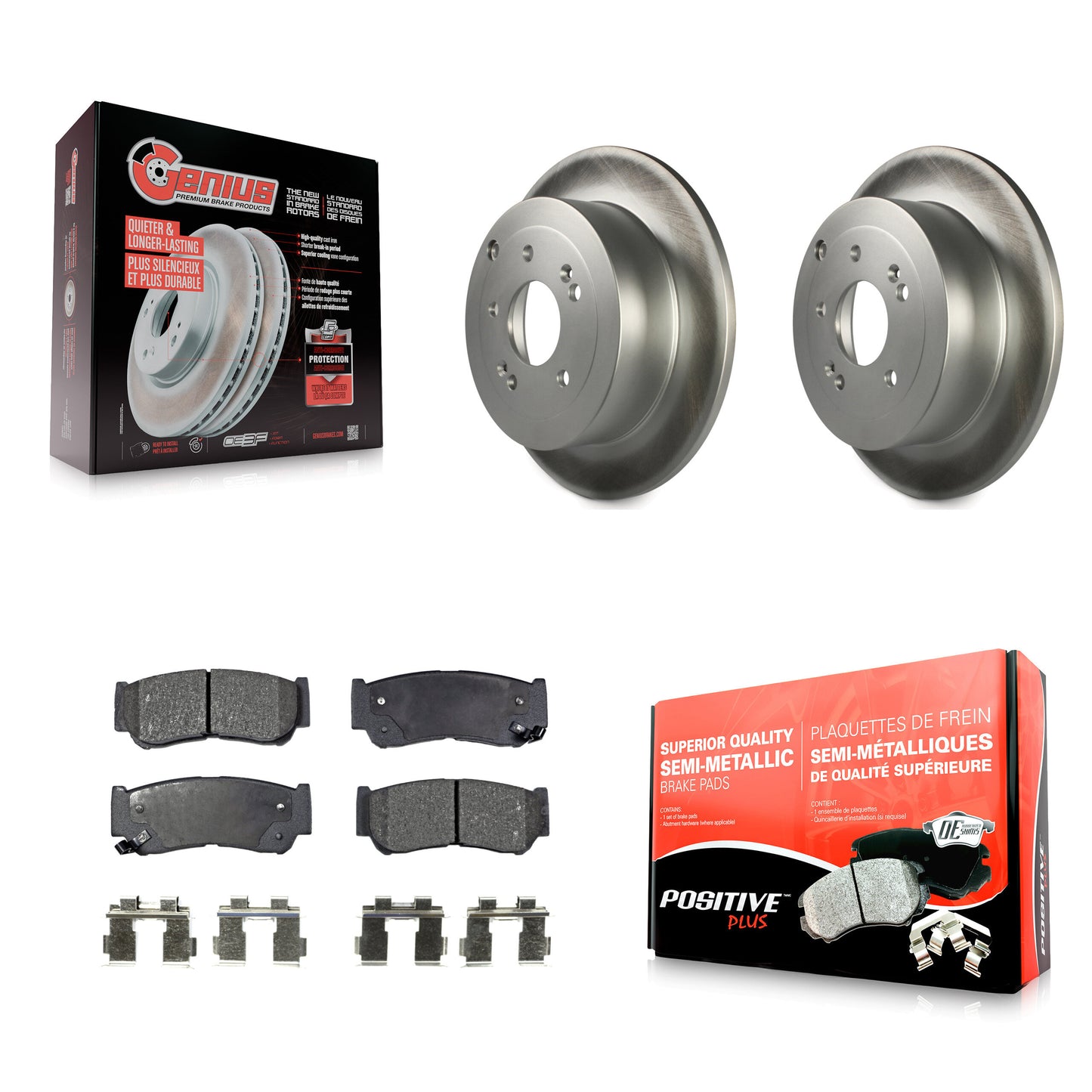 [Arrière] Kit de disque (revêtu) et plaquette (semi-métallique) de frein pour 2007-2009 Hyundai Santa Fe KGF-101444