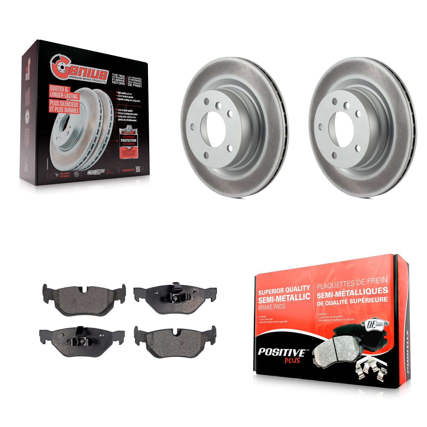 [Arrière] Kit de disque (revêtu) et plaquette (semi-métallique) de frein pour BMW 328i 325i 323i KGF-101449
