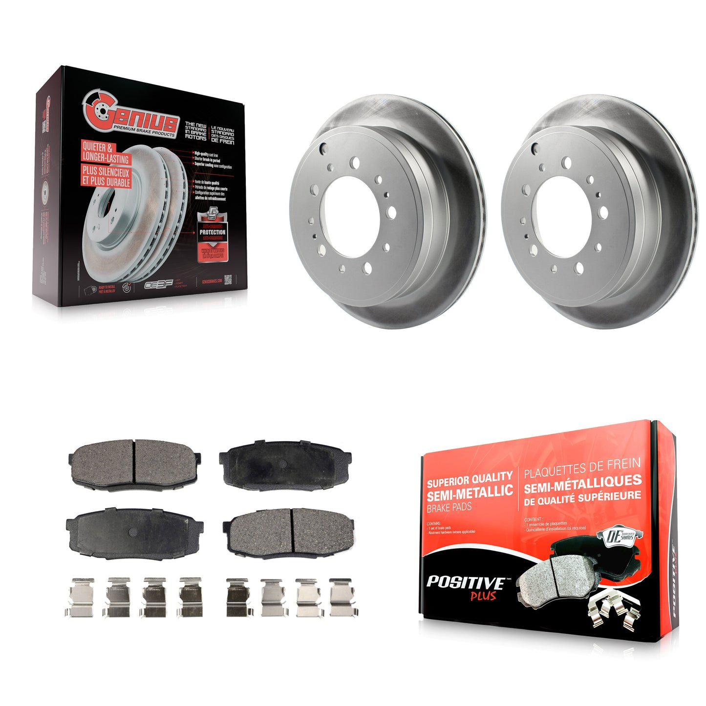 [Arrière] Kit de disque (revêtu) et plaquette (semi-métallique) de frein pour Toyota Tundra Sequoia Lexus LX570 Land Cruiser KGF-101464