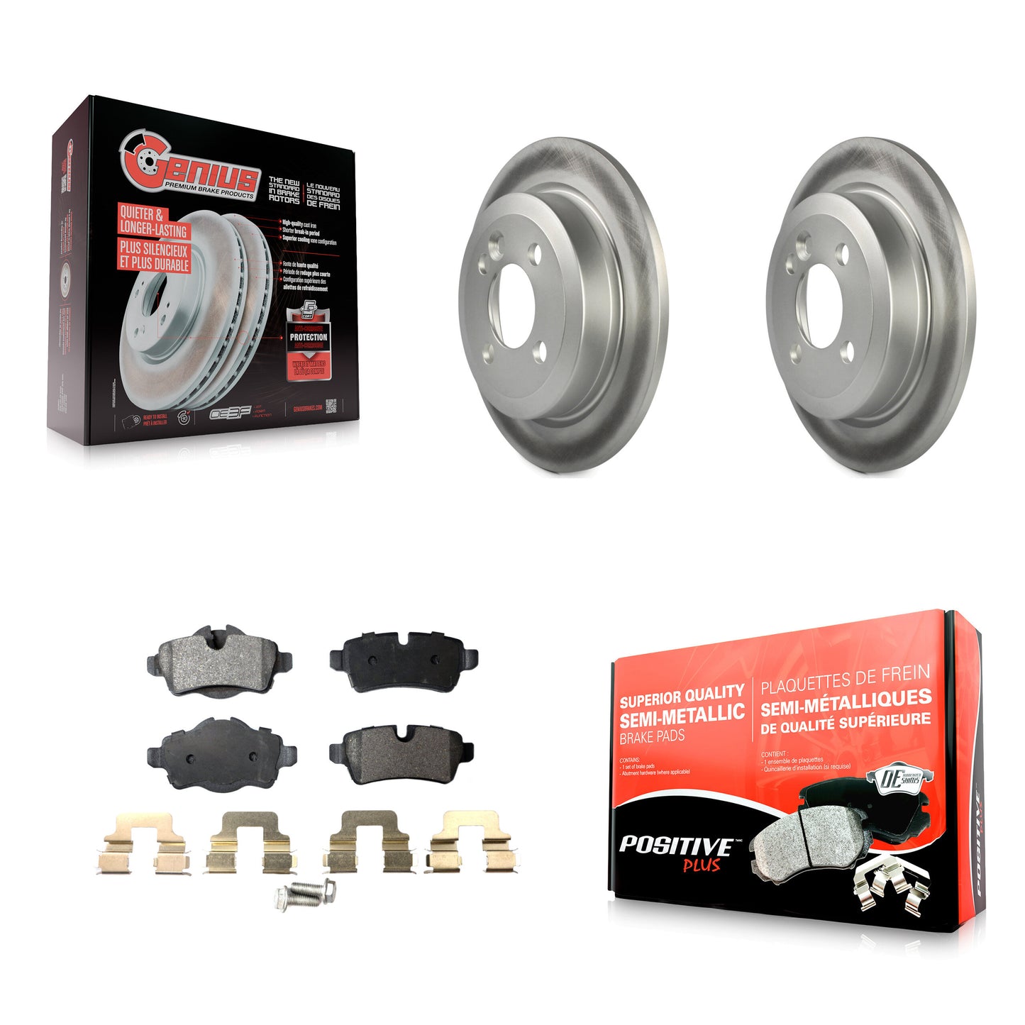 [Arrière] Kit de disque (revêtu) et plaquette (semi-métallique) de frein pour Mini Cooper KGF-101471