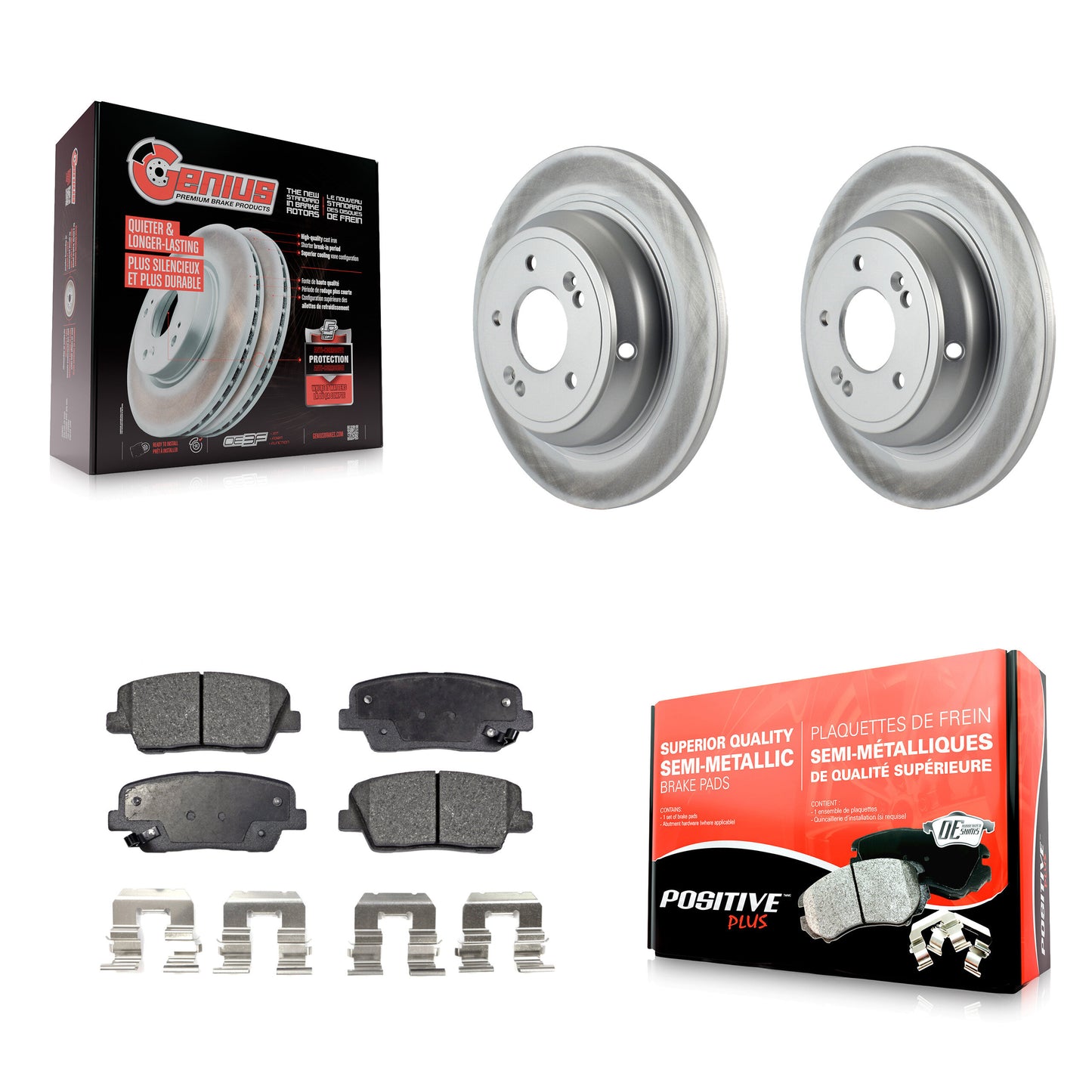 [Arrière] Kit de disque (revêtu) et plaquette (semi-métallique) de frein pour Hyundai Genesis KGF-101490