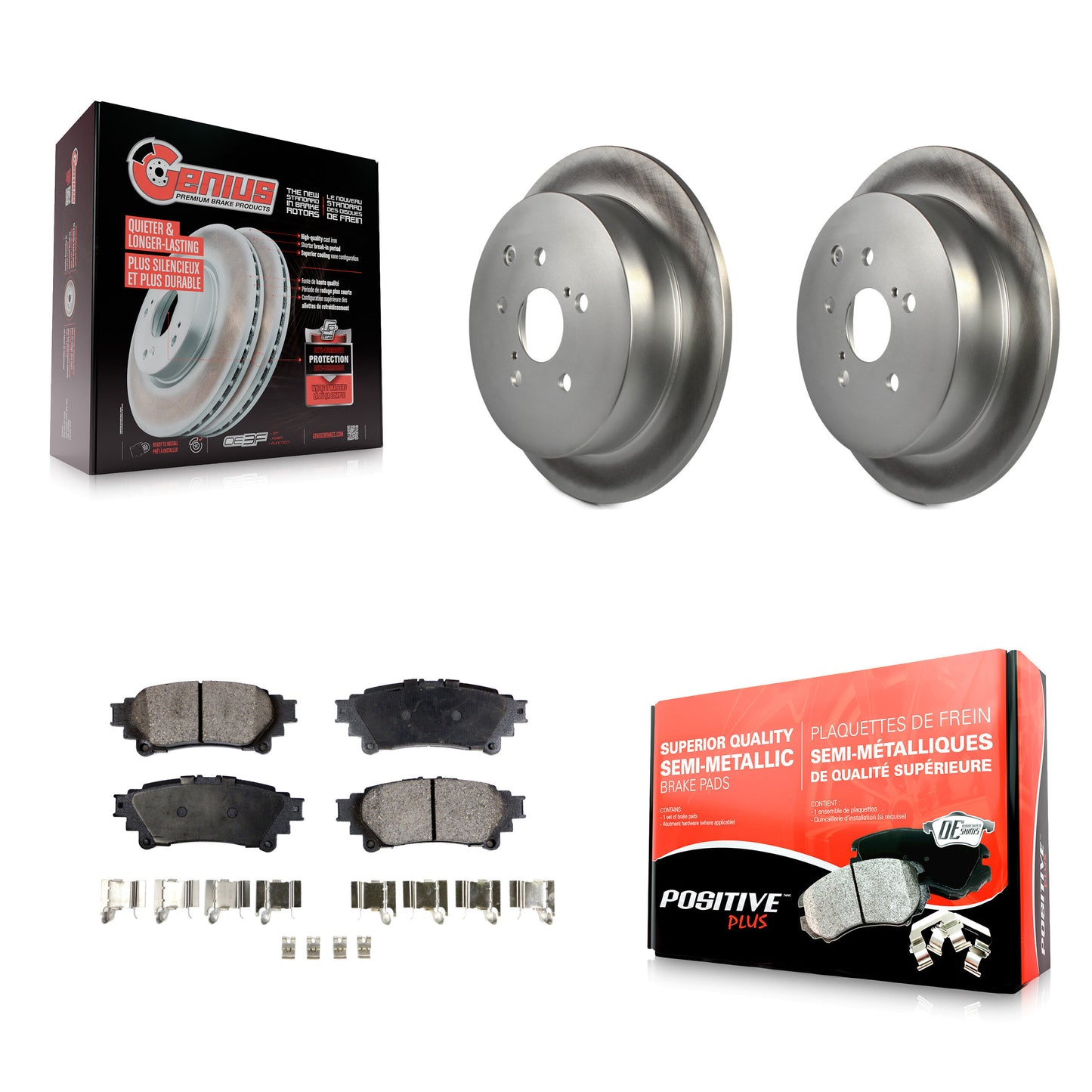 [Arrière] Kit de disque (revêtu) et plaquette (semi-métallique) de frein pour Toyota Highlander Sienna Lexus RX350 RX450h KGF-101499