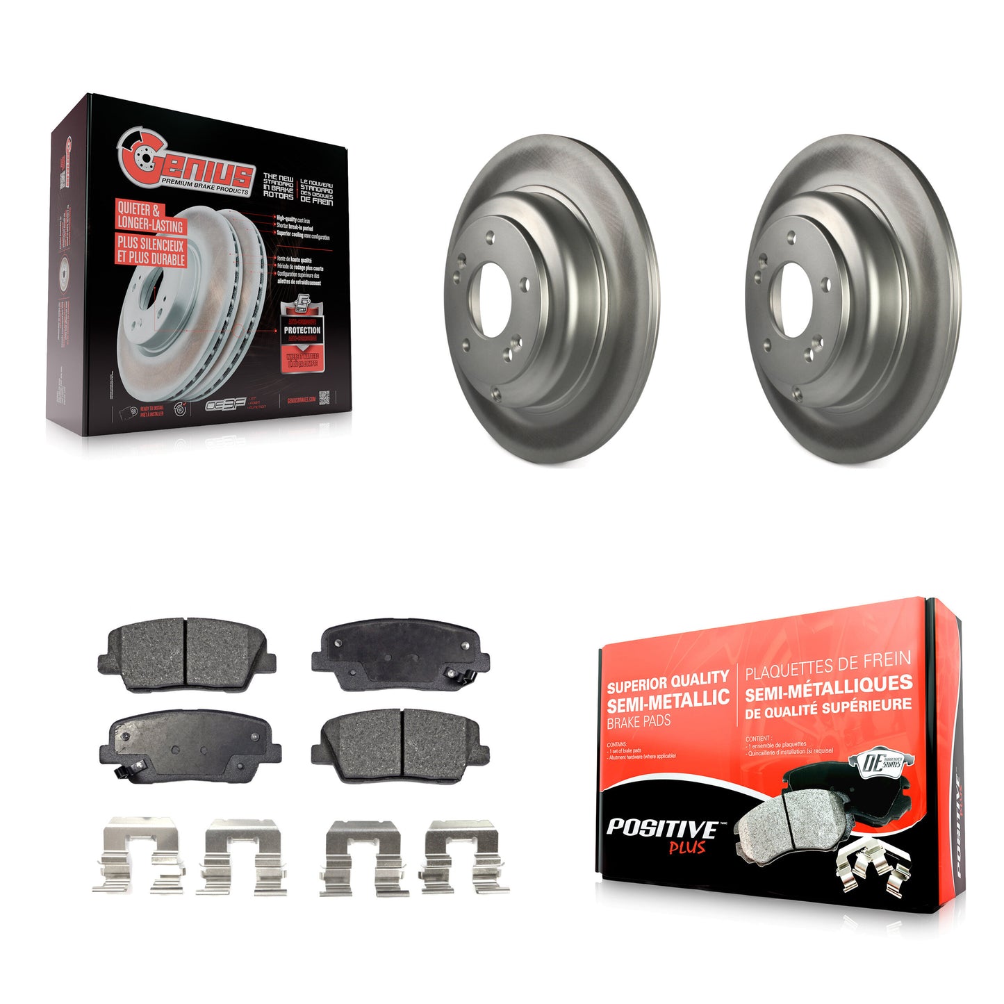 [Arrière] Kit de disque (revêtu) et plaquette (semi-métallique) de frein pour Hyundai Genesis Coupe KGF-101501