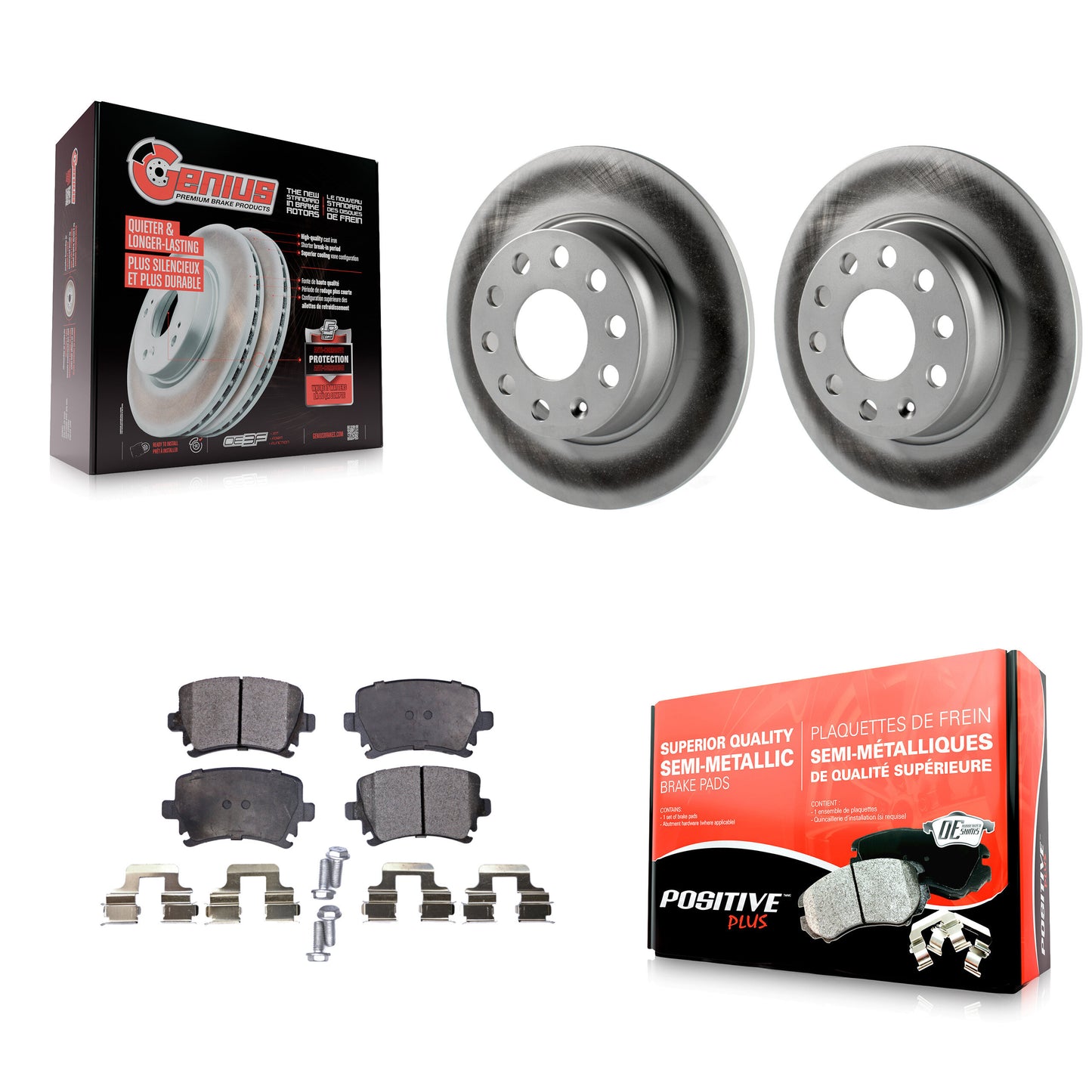 [Arrière] Kit de disque (revêtu) et plaquette (semi-métallique) de frein pour Volkswagen GTI KGF-101506