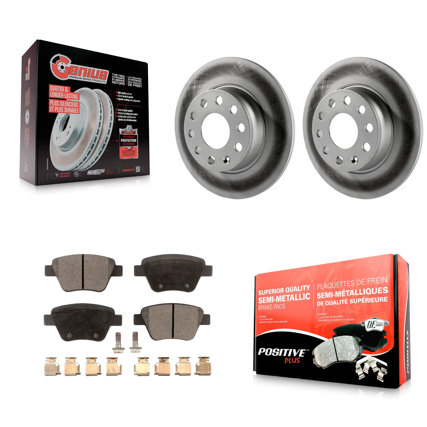 [Arrière] Kit de disque (revêtu) et plaquette (semi-métallique) de frein pour Volkswagen Jetta Passat Beetle Golf GTI Eos Audi A3 Quattro KGF-101507