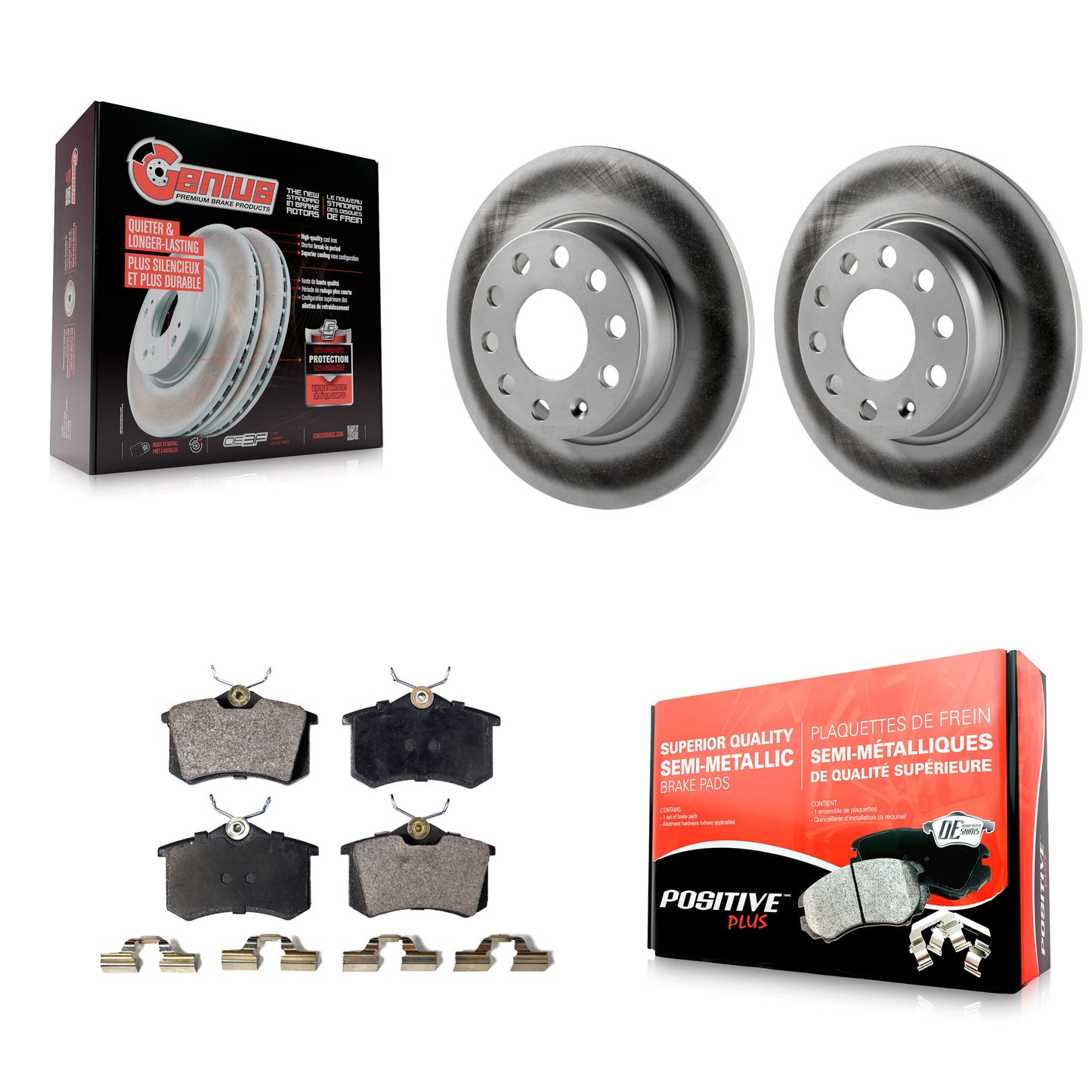 [Arrière] Kit de disque (revêtu) et plaquette (semi-métallique) de frein pour Volkswagen Beetle Golf avec 272mm Diameter Rotor KGF-101508