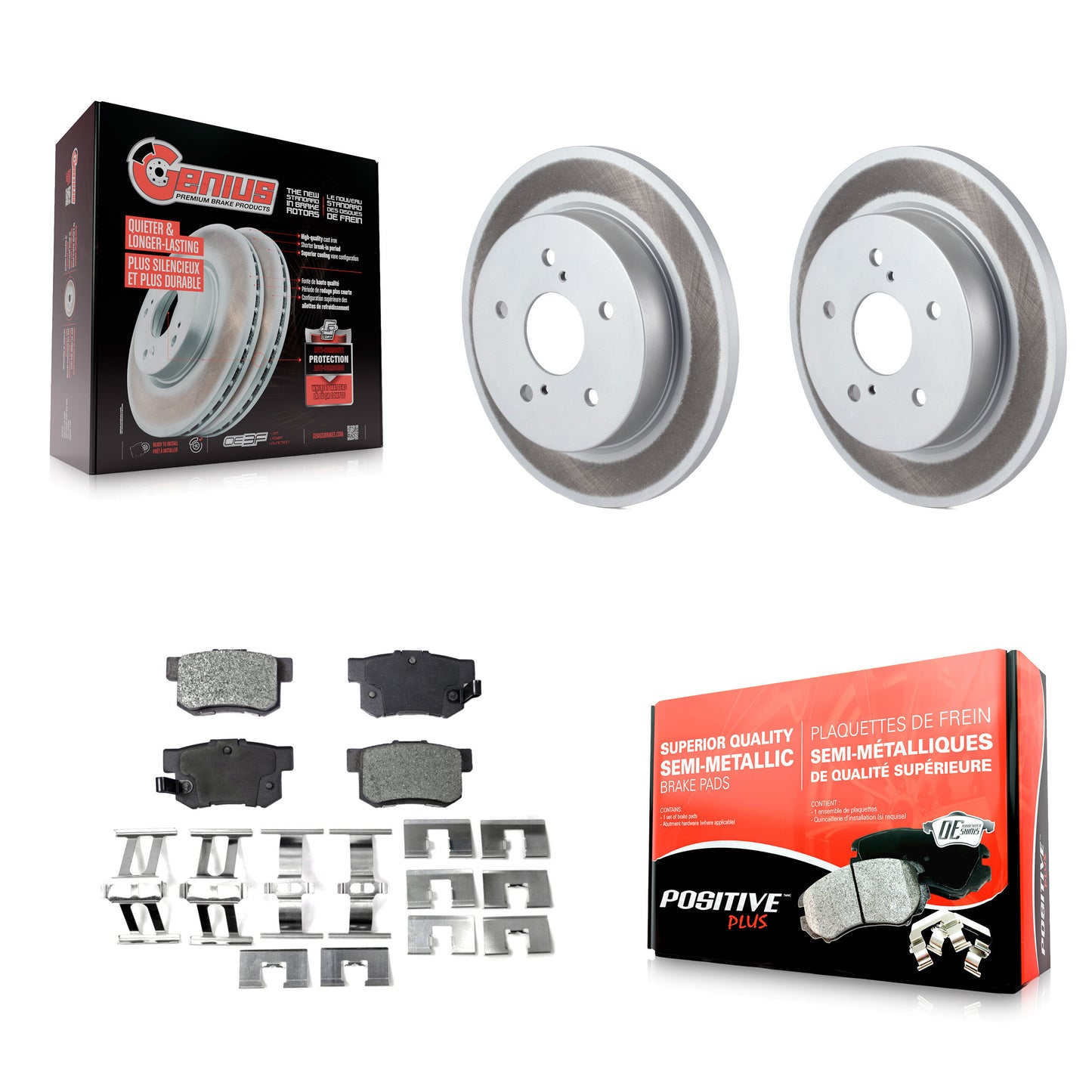 [Arrière] Kit de disque (revêtu) et plaquette (semi-métallique) de frein pour 2010-2013 Suzuki Kizashi KGF-101511