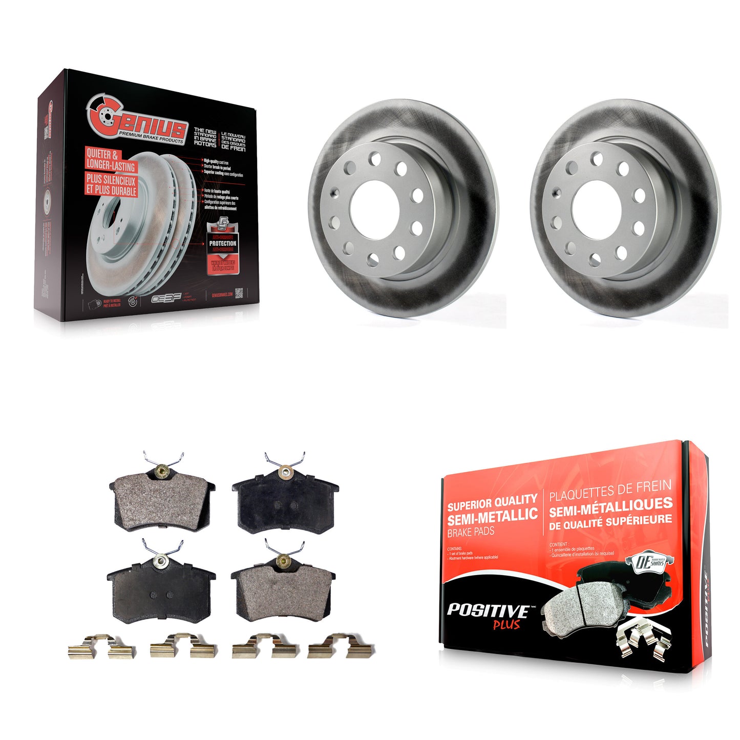 [Arrière] Kit de disque (revêtu) et plaquette (semi-métallique) de frein pour Volkswagen Jetta Beetle Audi A3 Golf SportWagen KGF-101516