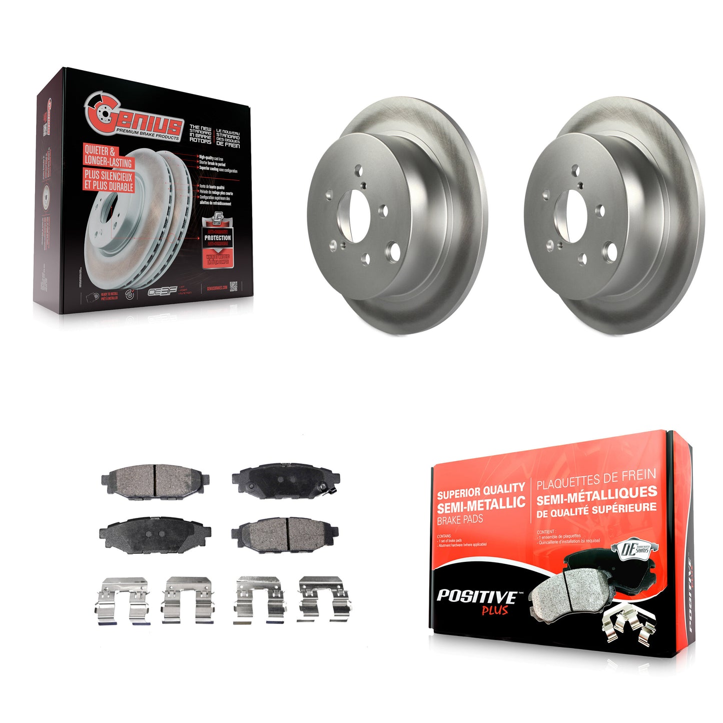[Arrière] Kit de disque (revêtu) et plaquette (semi-métallique) de frein pour Subaru Forester Impreza Crosstrek XV KGF-101531