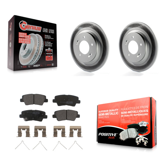 [Arrière] Kit de disque (revêtu) et plaquette (semi-métallique) de frein pour Hyundai Sonata Kia Optima Elantra GT Soul EV Forte Forte5 KGF-101544
