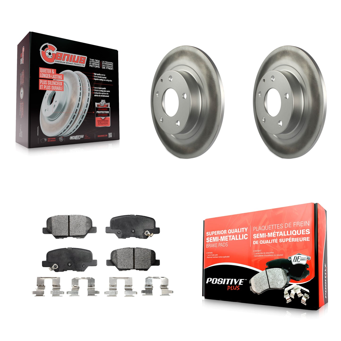 [Arrière] Kit de disque (revêtu) et plaquette (semi-métallique) de frein pour 2014-2015 Mazda 6 KGF-101545