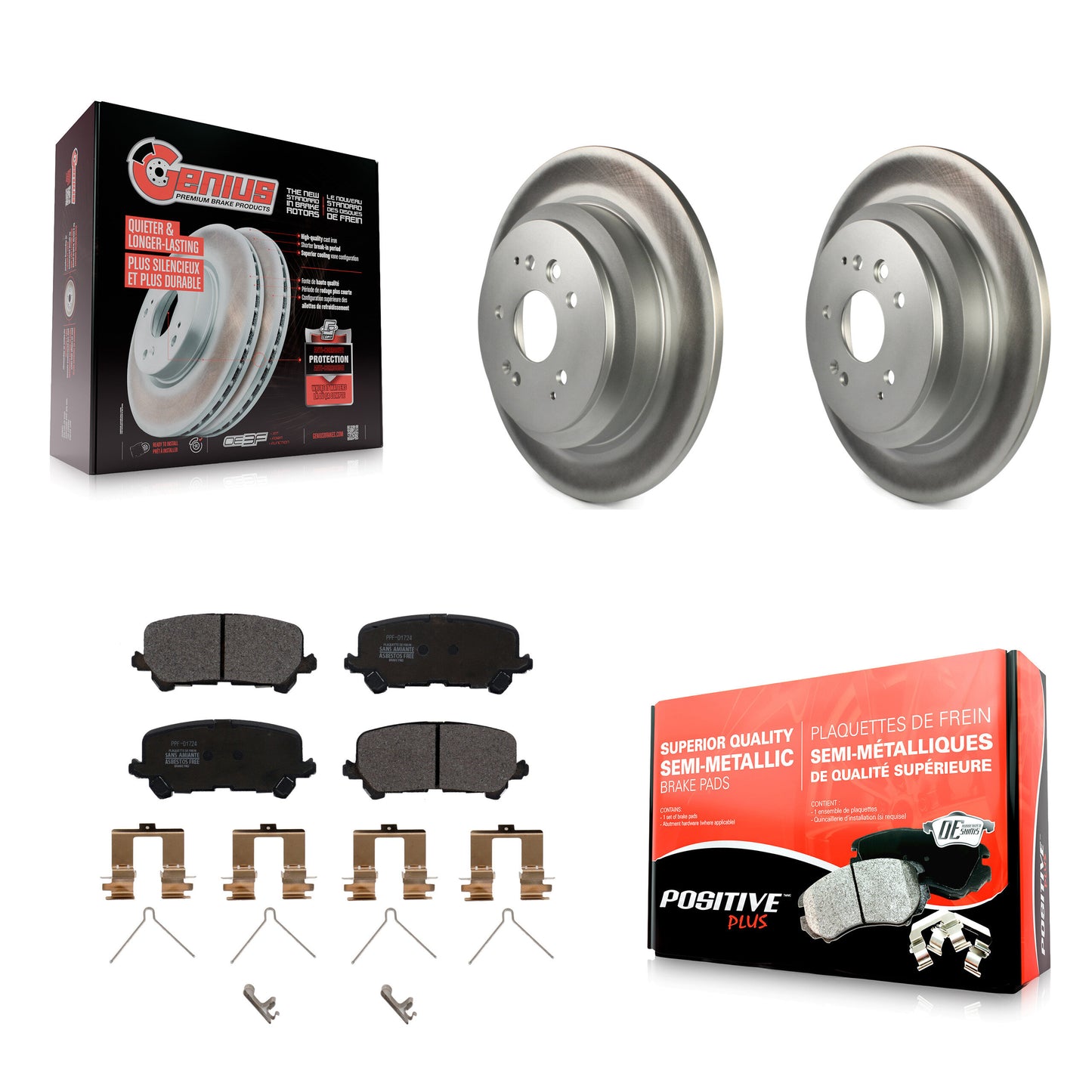 [Arrière] Kit de disque (revêtu) et plaquette (semi-métallique) de frein pour 2014-2016 Acura MDX KGF-101547