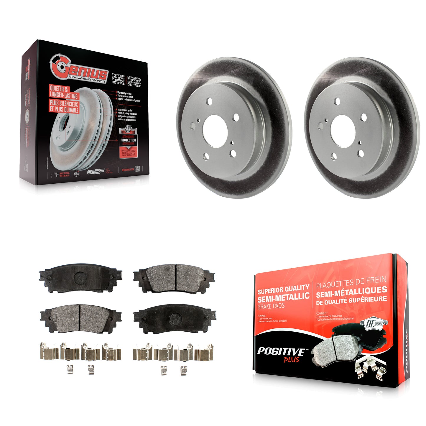 [Arrière] Kit de disque (revêtu) et plaquette (semi-métallique) de frein pour Toyota Camry RAV4 Lexus NX200t C-HR NX300 ES350 Avalon NX300h ES300h UX250h UX200 Venza ES250 Corolla Cross KGF-101566