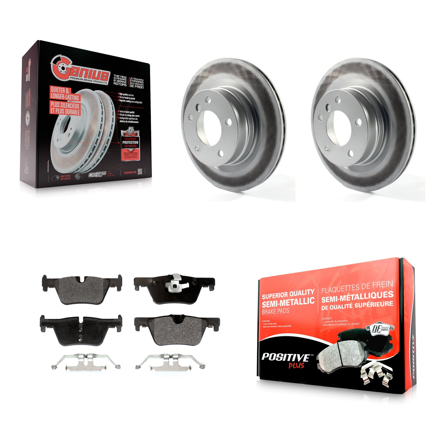 [Arrière] Kit de disque (revêtu) et plaquette (semi-métallique) de frein pour BMW 328i 320i 428i 228i 230i 328d xDrive KGF-101567
