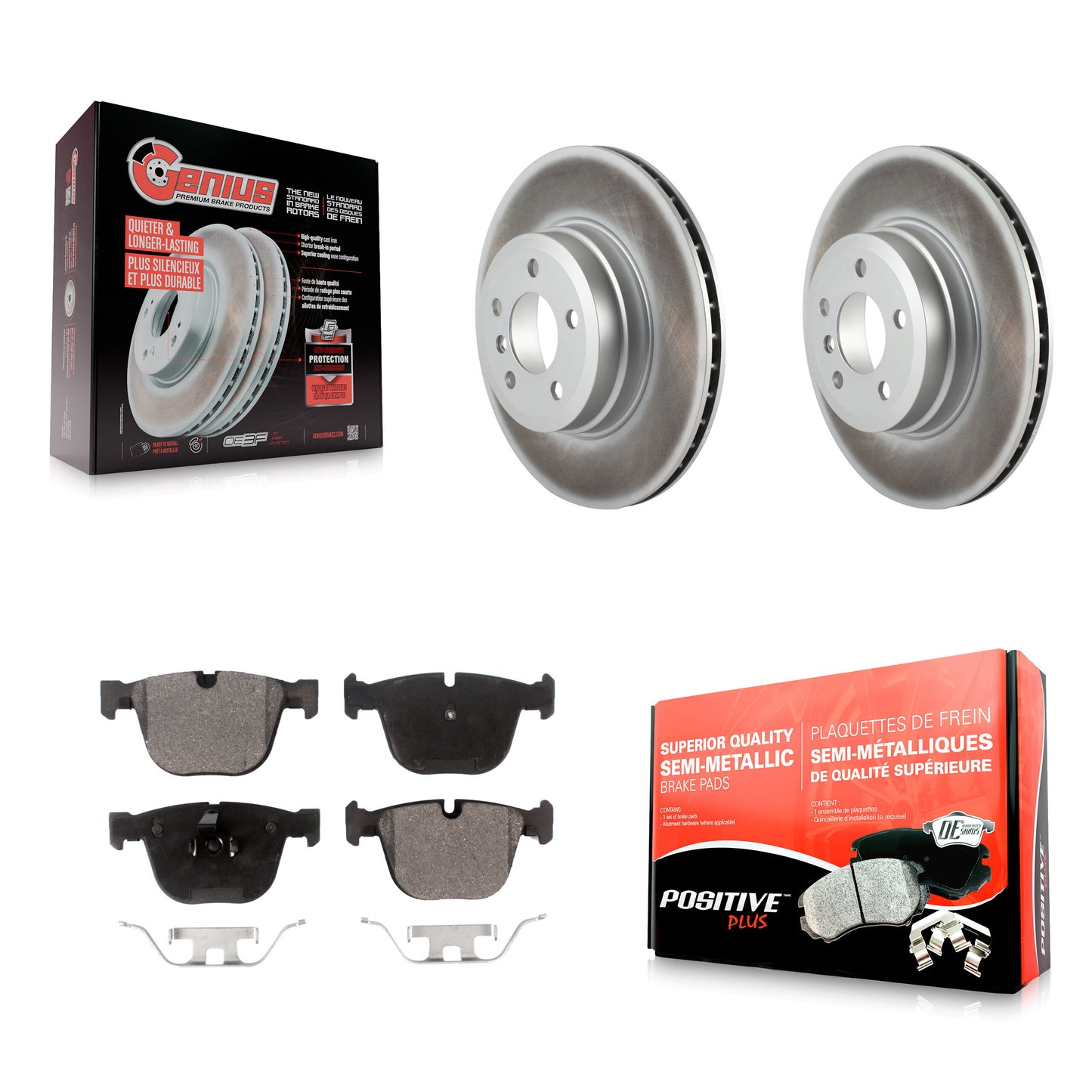[Arrière] Kit de disque (revêtu) et plaquette (semi-métallique) de frein pour BMW X5 X6 KGF-101570